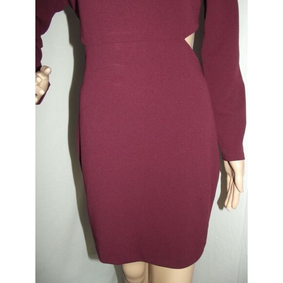 Express Sheath Dress Womens Small Wine Strong Shoulder Side Cutout Mini 4-6 - Picture 7 of 13
